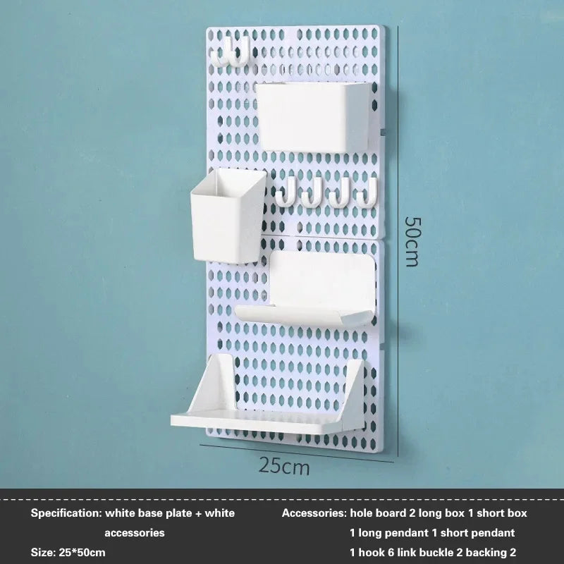 Kit Pegboard Organizador de Parede Modulável – Painel de Ferramentas e Utensílios para Cozinha, Banheiro e Oficina