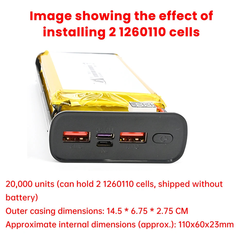 Kit Power Bank DIY diymore 20000mAh 22.5W com Display Digital para 2x Células 1260110