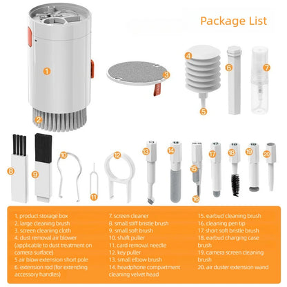 Kit de Limpeza Multifuncional 20 em 1 – Para Teclado, Notebook, Telas e Fones de Ouvido
