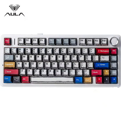 Teclado Mecânico Gamer AULA F75 75% RGB Tri-Mode 2.4G Bluetooth USB