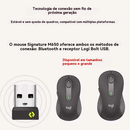 Mouse Logitech M650/M650L Sem Fio 2.4 GHz Ergonômico para PC e Notebook