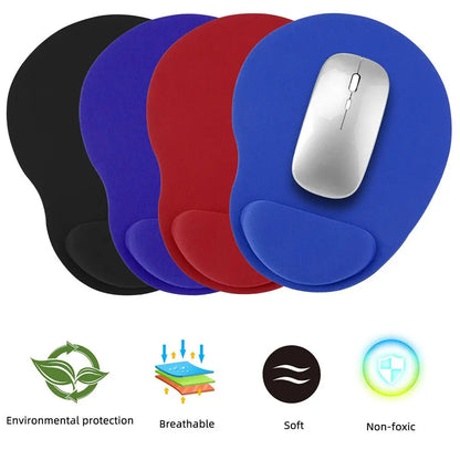 Mousepad ergonômico com apoio de pulso, confortável e antiderrapante, para PC e laptop.