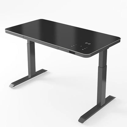 Mesa Ergonômica Inteligente Sit-Stand Elétrica XMSJ/Hollin – Tampo de Vidro Temperado, Estrutura de Aço Motorizada com Ajuste Automático de Altura e Certificação TUV para Alta Performance