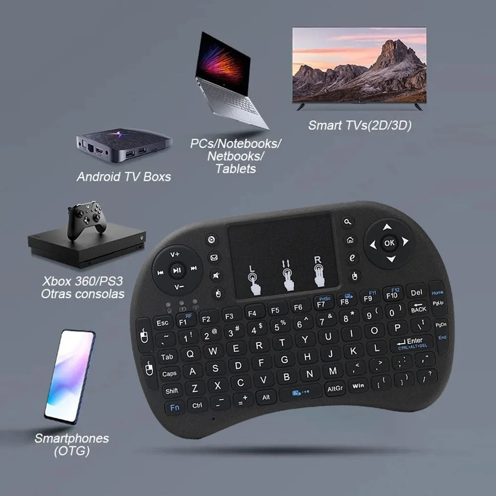 MRSVI i8 — Mini Teclado Sem Fio 2.4G com Touchpad