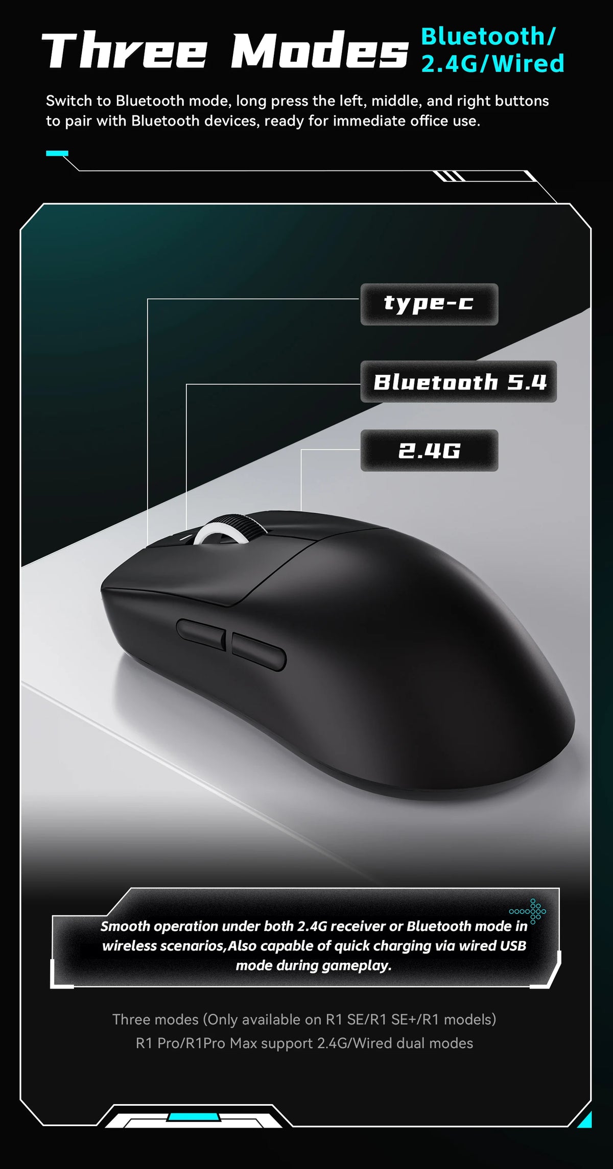 ATK VXE Dragonfly R1 — Mouse Gamer Sem Fio Tri-Mode