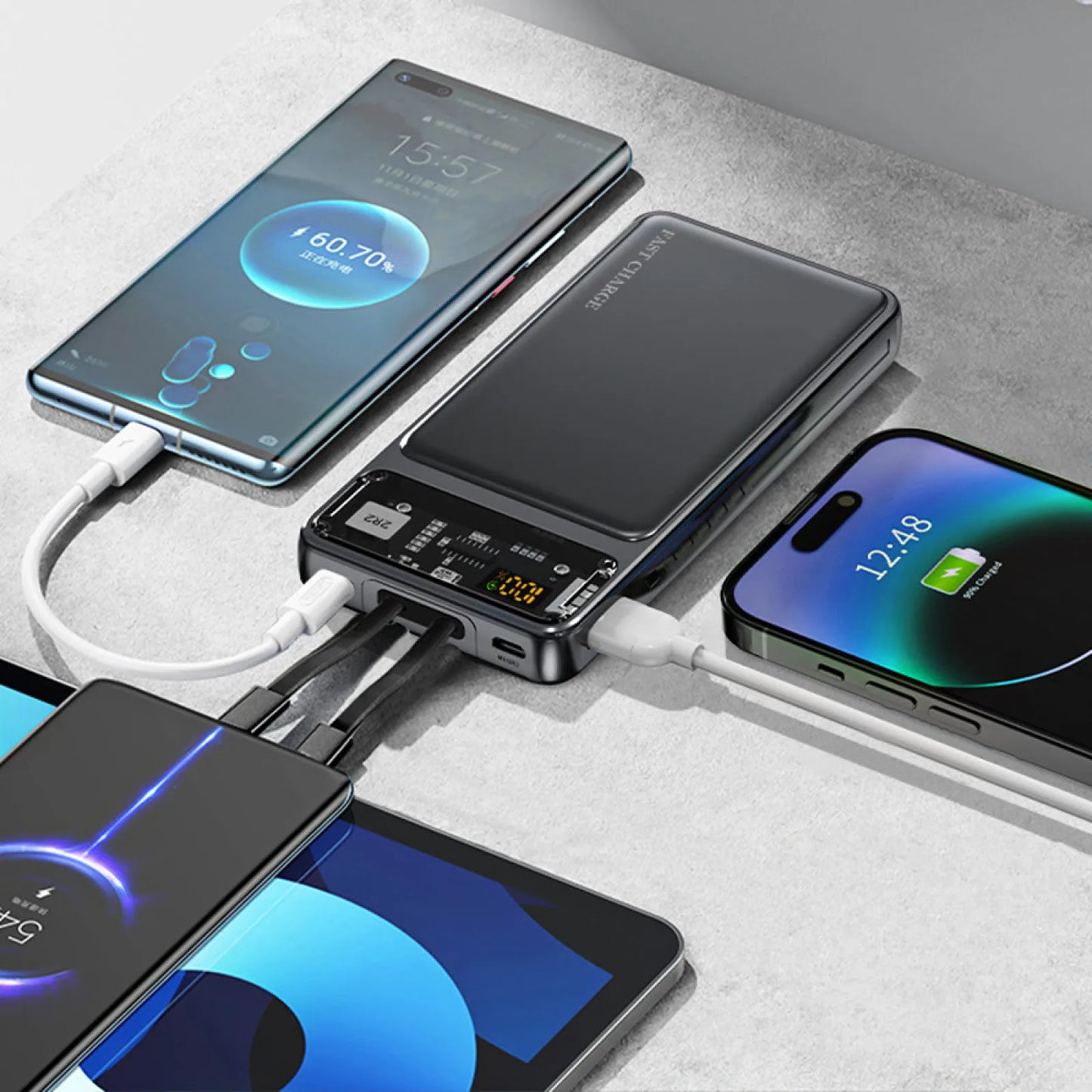 Case Power Bank DIY para 2x Baterias 1260110 com Display LCD e Carga Rápida 22.