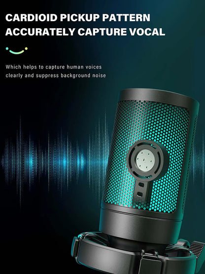 Microfone Gamer FIFINE AmpliGame A2 USB RGB Condensador Cardioide com Mute Touch
