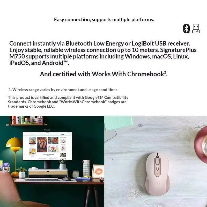 Logitech M750 — Mouse Ergonômico Sem Fio