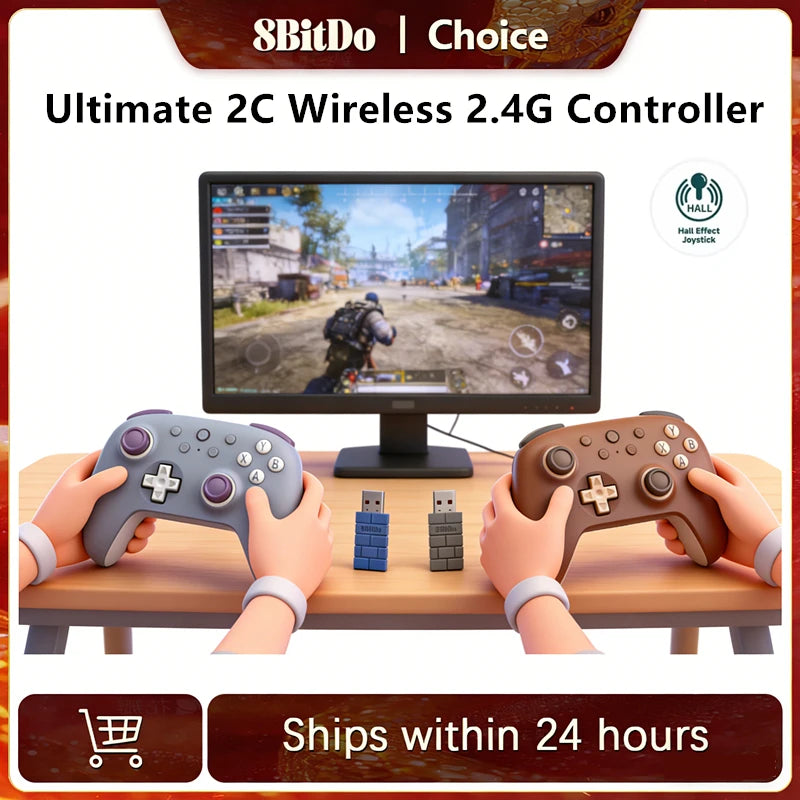 Controle Gamer 8BitDo Ultimate 2C Sem Fio 2.4G com Hall Effect para PC