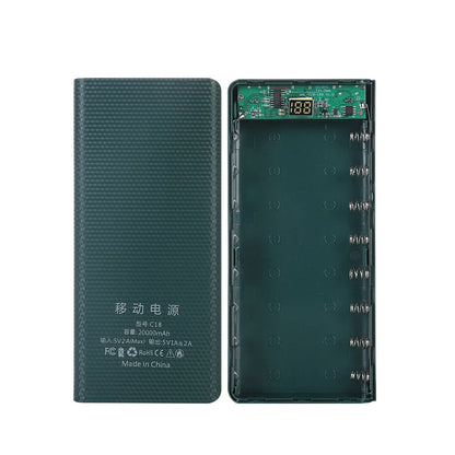 Case Power Bank DIY kebidumei C18 para 8 Baterias 18650 com Display LCD e Lanterna LED