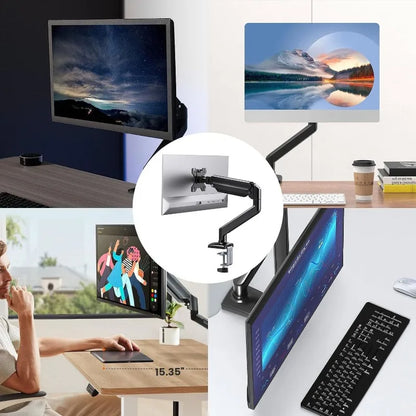 Suporte de Mesa Elevatório e Ajustável para Monitor de 17" a 32" – Base de Liga de Alumínio de Alta Resistência, Capacidade de Carga de 10kg e Ajuste Ergonômico de Altura