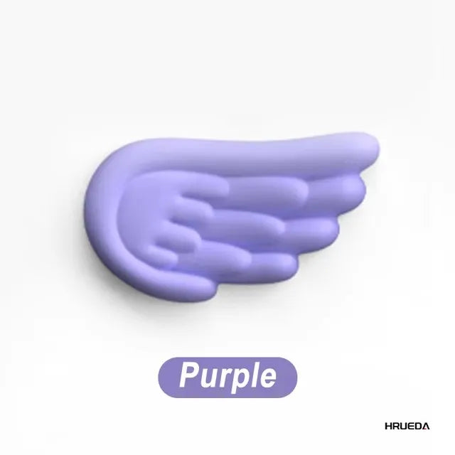 Apoio de pulso para teclado e mouse em formato de asa de anjo, feito de espuma viscoelástica. Suporte ergonômico e antiderrapante para digitação fácil em computadores e laptops.
