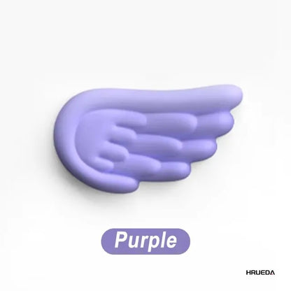 Apoio de pulso para teclado e mouse em formato de asa de anjo, feito de espuma viscoelástica. Suporte ergonômico e antiderrapante para digitação fácil em computadores e laptops.