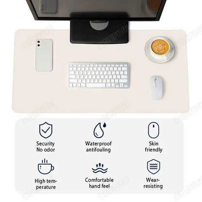 Mousepad grande para escritório, protetor de mesa em couro PU impermeável, ideal para teclado, jogos e acessórios de PC.