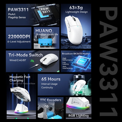 Attack Shark X11 — Mouse Gamer Tri-Mode