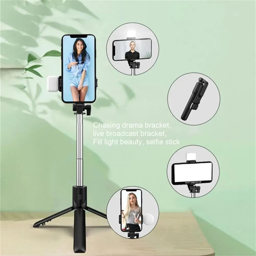 AILEHKUO R1 — Bastão de Selfie com Tripé, Bluetooth e Luz LED