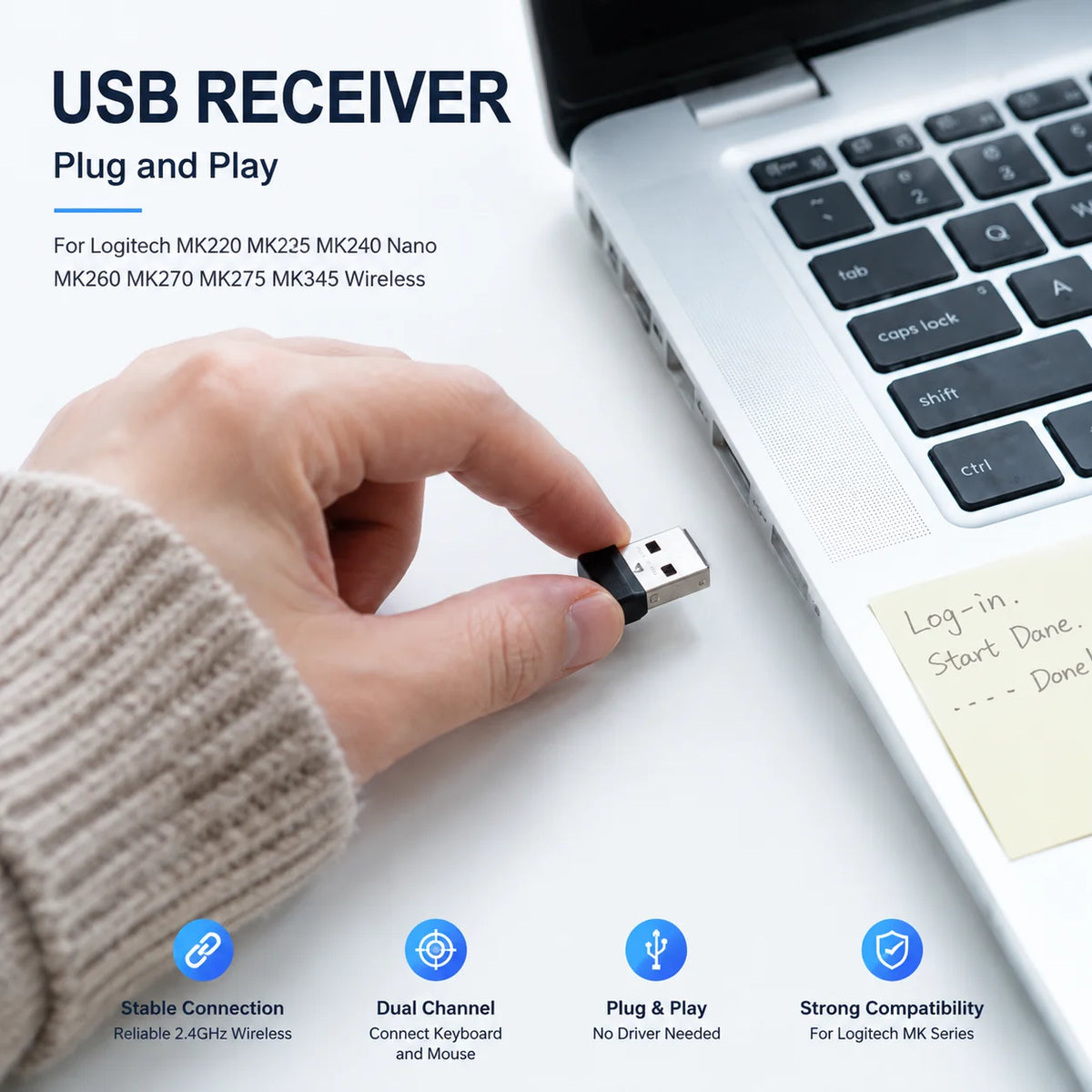 Receptor USB para Logitech MK Series — 2.4GHz