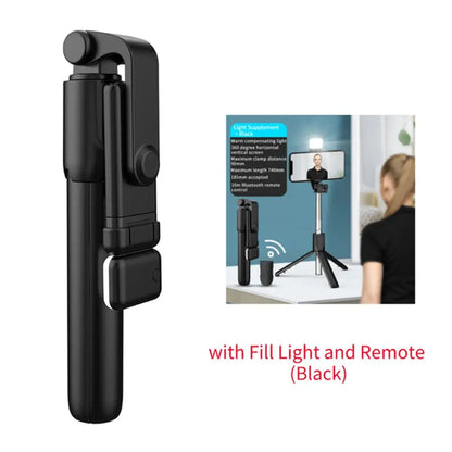 AILEHKUO R1 — Bastão de Selfie com Tripé, Bluetooth e Luz LED