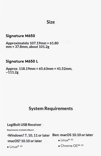 Logitech M650 — Mouse Ergonômico Sem Fio