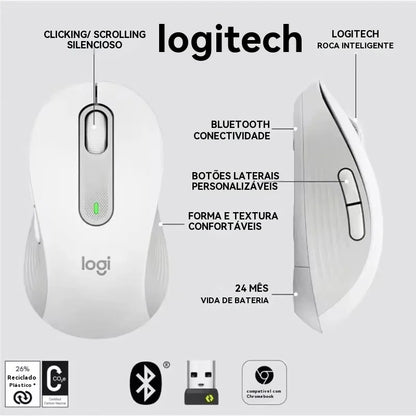 Mouse Logitech M650/M650L Sem Fio 2.4 GHz Ergonômico para PC e Notebook