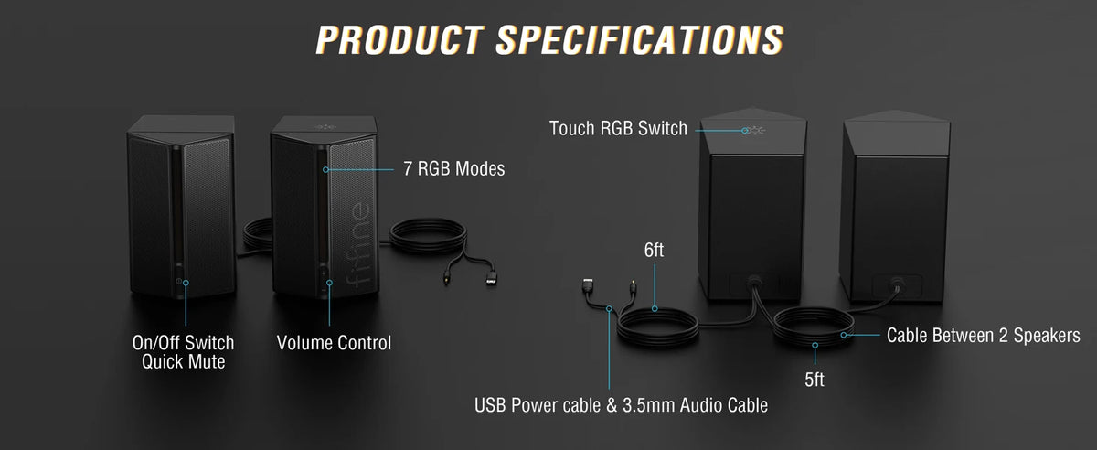 FIFINE A20 — Caixa de Som USB 2.0 com RGB