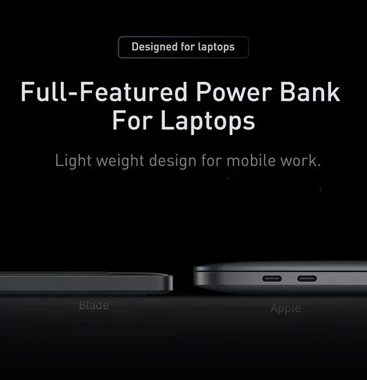 Power Bank Baseus Blade 20000mAh 100W Ultra-Slim com Display Digital Inteligente