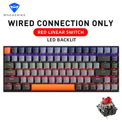 Teclado Mecânico Gamer Machenike K500A-B84 – Layout 75% Compacto (84 Teclas), Switches HUANO Hot-Swappable, Keycaps PBT Doubleshot e Cabo USB-C Removível