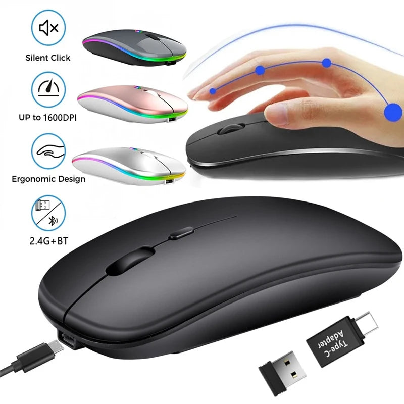 Congdi — Mouse Sem Fio Recarregável Dual Mode