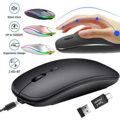 Congdi — Mouse Sem Fio Recarregável Dual Mode