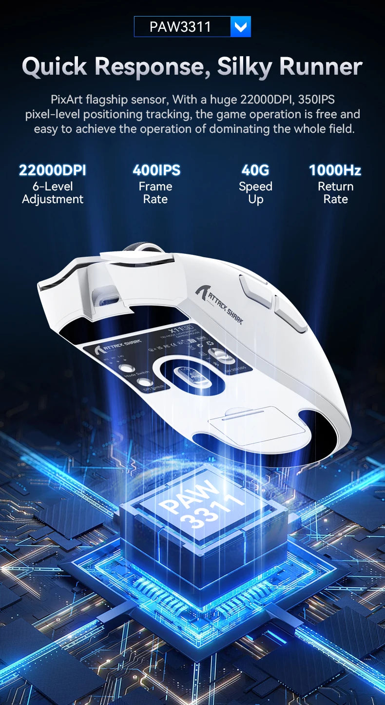 Attack Shark X11SE — Mouse Gamer Tri-Mode