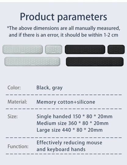 Apoio de pulso para teclado e mouse em espuma viscoelástica, suporte ergonômico para as mãos, ideal para notebooks e laptops.