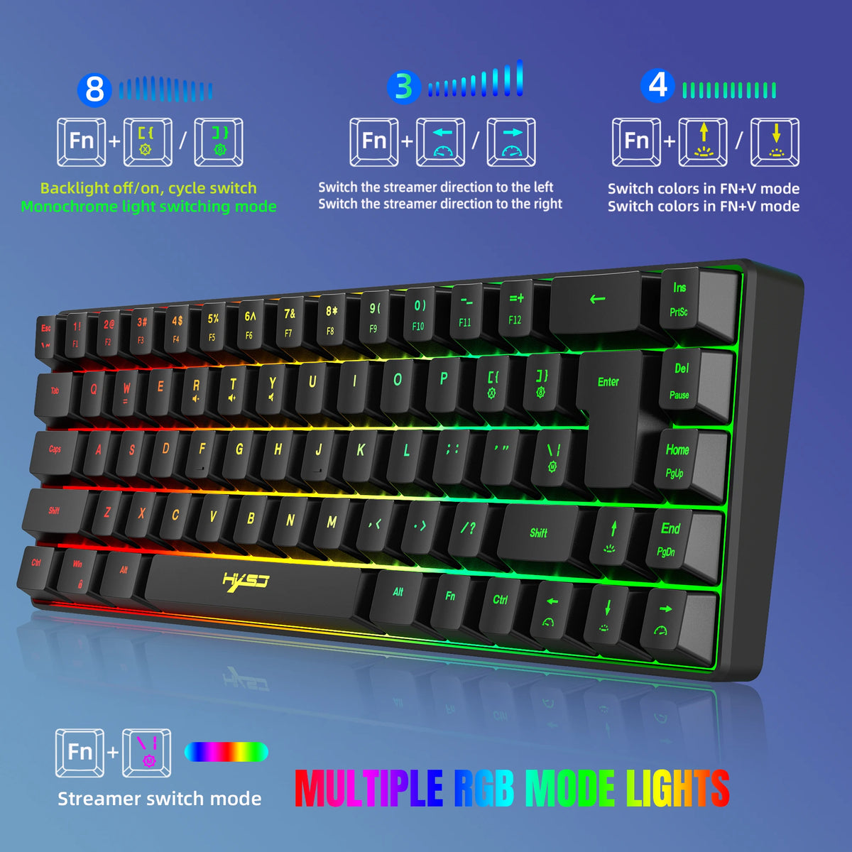 HXSJ V200 + T90 — Combo Teclado 68 Teclas e Mouse Gamer