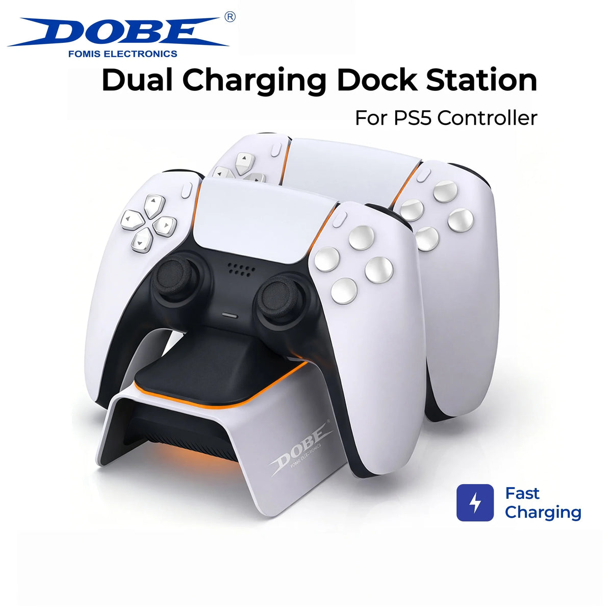 Base Carregadora KOMIER para 2 Controles PS5 DualSense com Indicador LED