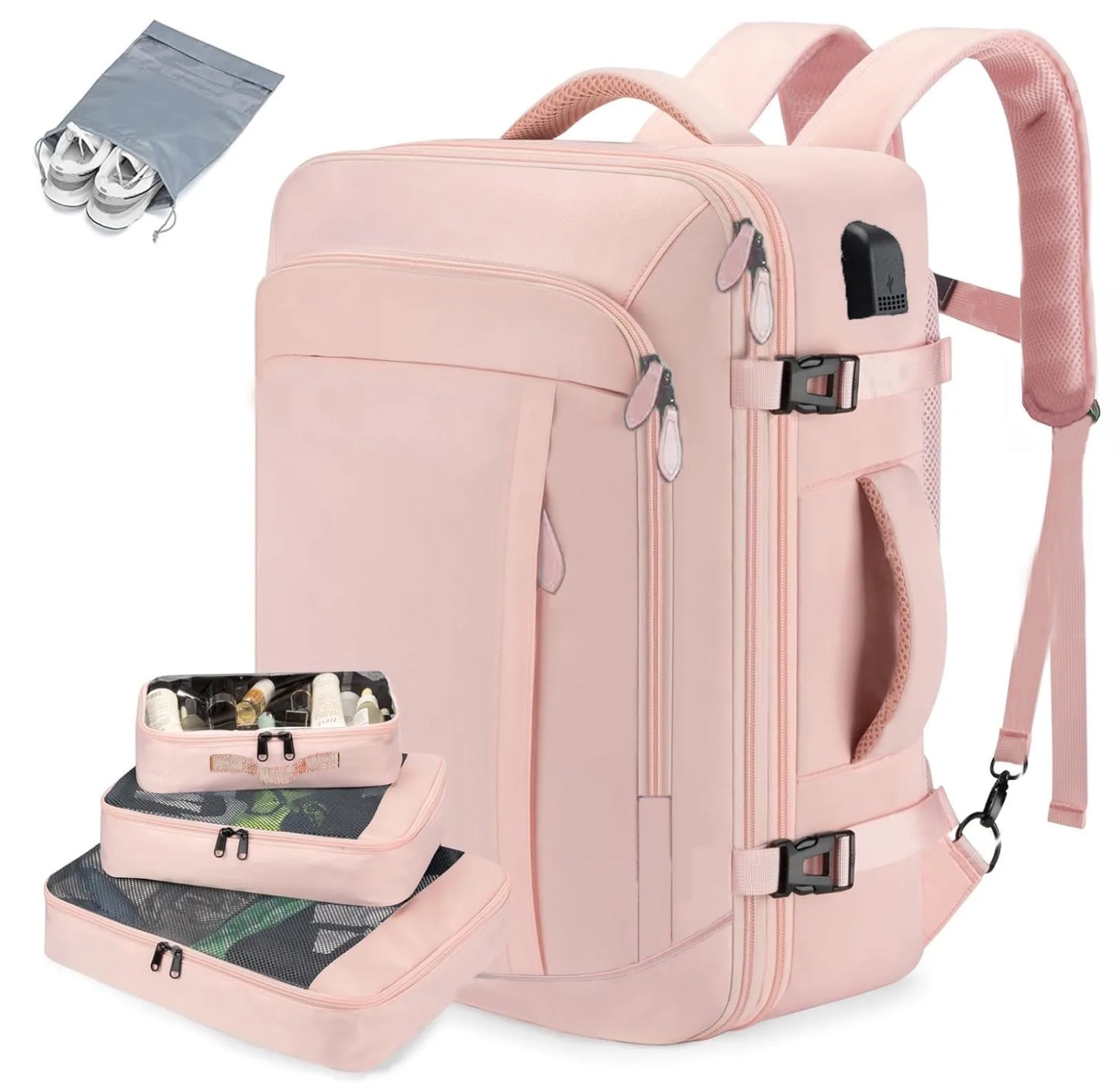 Mochila de Viagem Expansível Tipo Mala MOZHI (Acompanha 4 Organizadores)