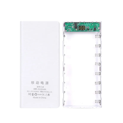 Case Power Bank DIY kebidumei C18 para 8 Baterias 18650 com Display LCD e Lanterna LED