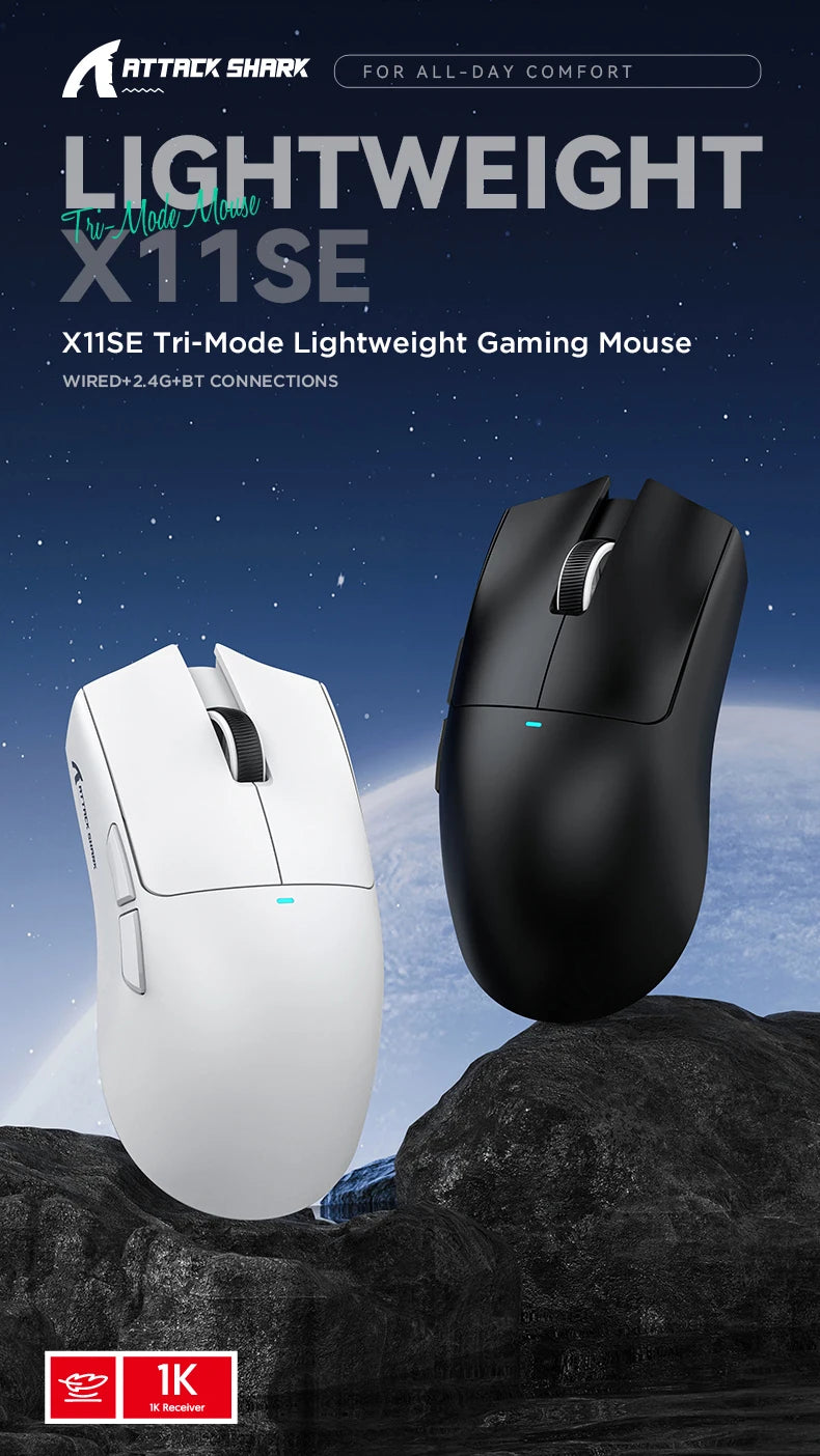 Attack Shark X11SE — Mouse Gamer Tri-Mode