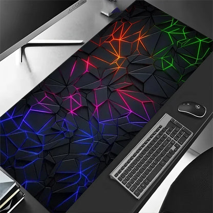 Desk Mat Gamer Gradiente Neon XXL – Mouse Pad Speed com Borda Costurada