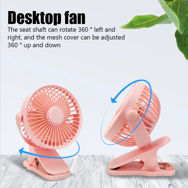 Mini Ventilador Portátil de Clipe e Mesa HAOYUNMA 3 Velocidades com Ajuste 720°