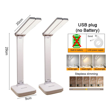 Luminária de Mesa LED Articulada – Touch Screen, 3 Tons de Luz e Bateria Recarregável