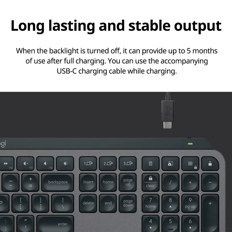 Teclado Sem Fio Logitech MX Keys S Bluetooth com Retroiluminação e Logi Bolt