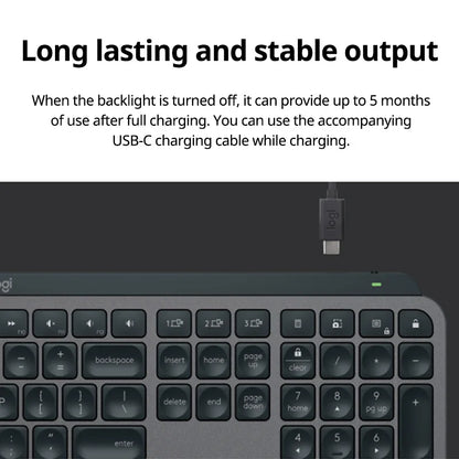 Teclado Sem Fio Logitech MX Keys S Bluetooth com Retroiluminação e Logi Bolt
