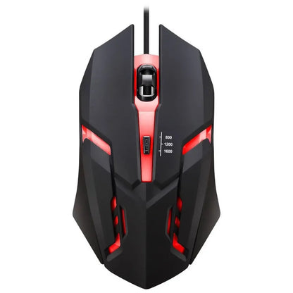 Mouse Gamer Ergonômico USB com RGB — 1600 DPI