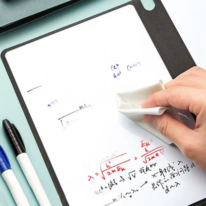 Caderno Quadro-Branco Reutilizável A5 – Planner Semanal em Couro com Caneta e Flanela