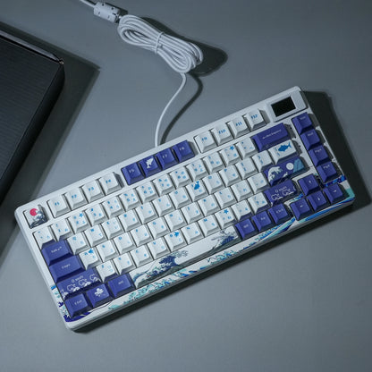 Teclado Mecânico Gamer Womier 75% – Tela OLED Integrada, Layout Gasket Mounted, Keycaps PBT Pudding, RGB Backlit e Switch Full Hot-Swappable
