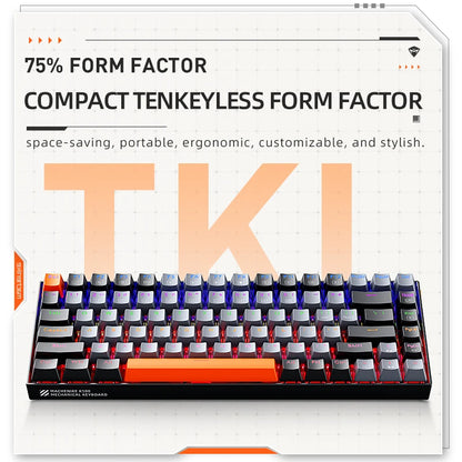 Teclado Mecânico Gamer Machenike K500A-B84 – Layout 75% Compacto (84 Teclas), Switches HUANO Hot-Swappable, Keycaps PBT Doubleshot e Cabo USB-C Removível