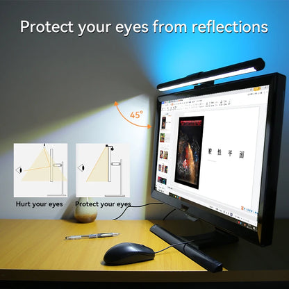 Luminária de Monitor Light Bar com Controle Remoto – Barra de Luz LED Anti-Luz Azul e Iluminação Direcional