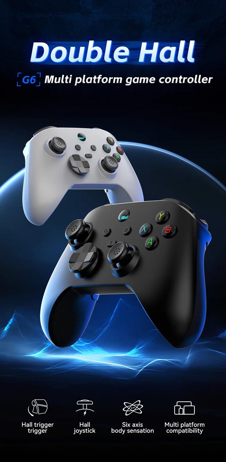G6 — Controle Gamer Sem Fio com Hall Effect
