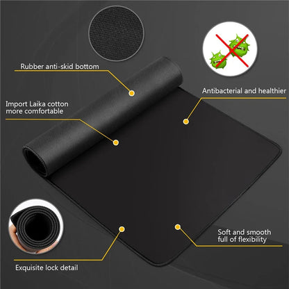 Tapete de teclado Black Cat Clouds com entrega rápida, trava de borda, extenso, kawaii, rosa e roxo, para proteção de mesa de escritório, tamanho XXL.