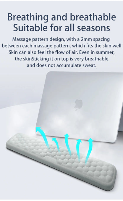 Apoio de pulso para teclado e mouse em espuma viscoelástica, suporte ergonômico para as mãos, ideal para notebooks e laptops.