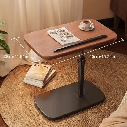 Mesa Lateral de Apoio com Ajuste de Altura e Rodinhas para Sofa e Cama